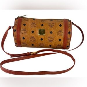 MCM Cognac and Red Crossbody Bag in excellent condition/ free gift w purchase